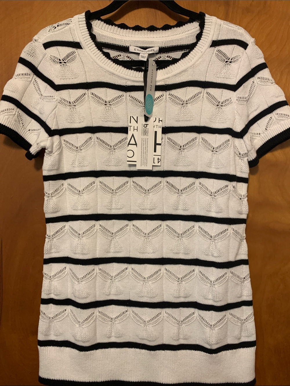 White & Black Striped Knit Top